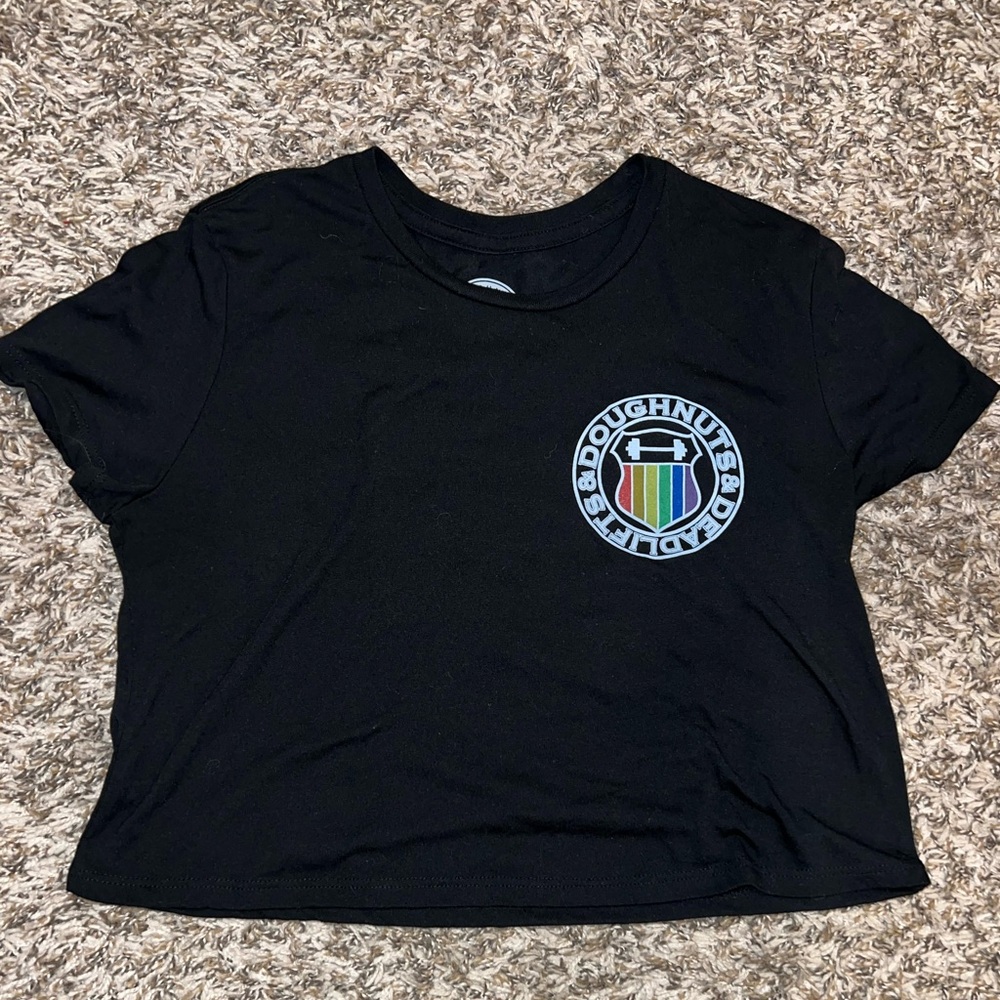 Doughnuts and Deadlifts pride crop tee shirt